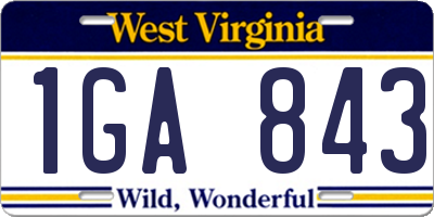 WV license plate 1GA843