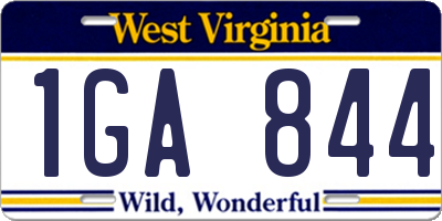 WV license plate 1GA844