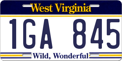 WV license plate 1GA845