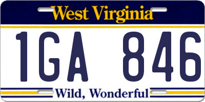 WV license plate 1GA846