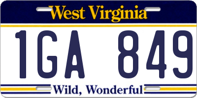 WV license plate 1GA849