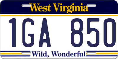 WV license plate 1GA850