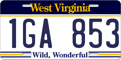 WV license plate 1GA853