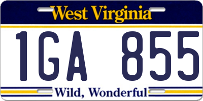 WV license plate 1GA855