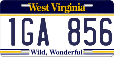 WV license plate 1GA856