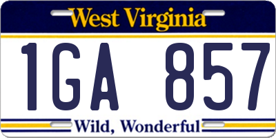 WV license plate 1GA857