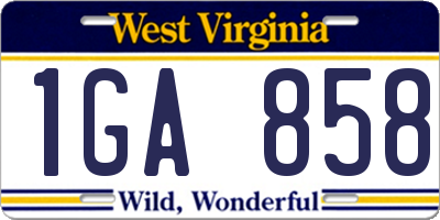 WV license plate 1GA858