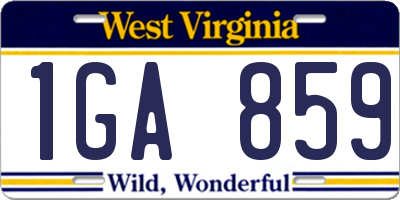 WV license plate 1GA859