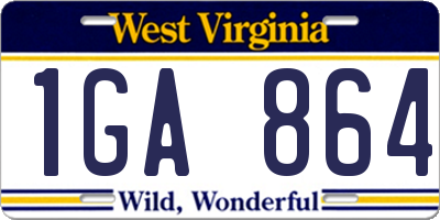 WV license plate 1GA864