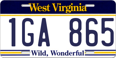 WV license plate 1GA865