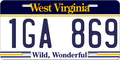 WV license plate 1GA869