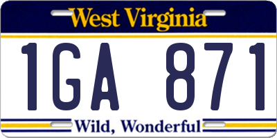WV license plate 1GA871