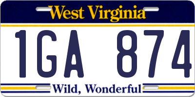 WV license plate 1GA874