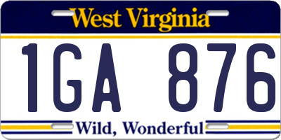 WV license plate 1GA876