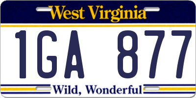 WV license plate 1GA877