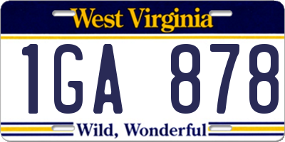 WV license plate 1GA878