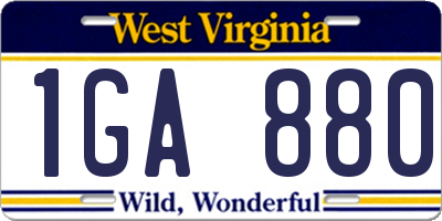 WV license plate 1GA880