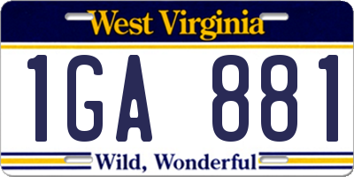 WV license plate 1GA881