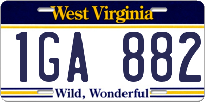 WV license plate 1GA882