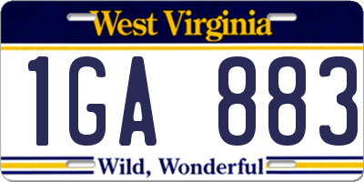 WV license plate 1GA883