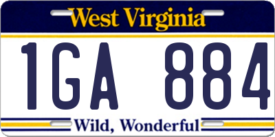 WV license plate 1GA884