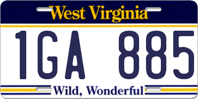 WV license plate 1GA885