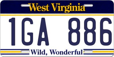 WV license plate 1GA886