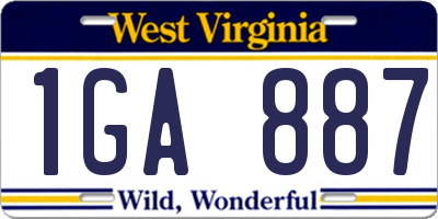 WV license plate 1GA887