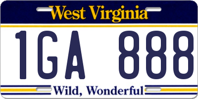 WV license plate 1GA888