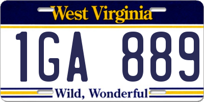 WV license plate 1GA889