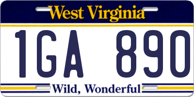 WV license plate 1GA890