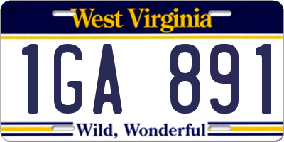 WV license plate 1GA891