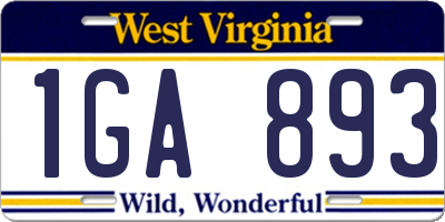 WV license plate 1GA893