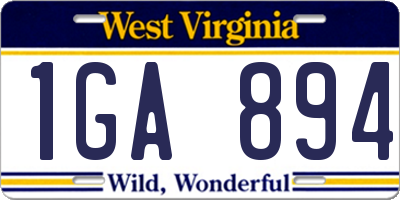 WV license plate 1GA894