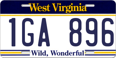 WV license plate 1GA896