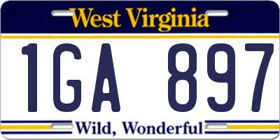 WV license plate 1GA897