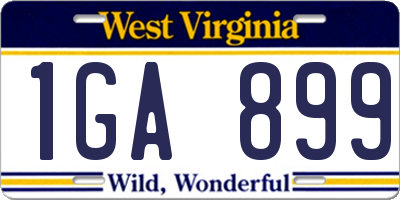 WV license plate 1GA899