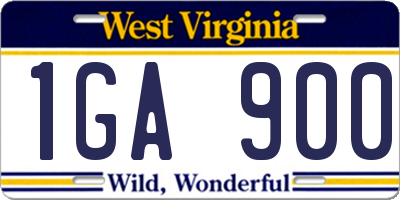 WV license plate 1GA900