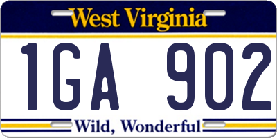 WV license plate 1GA902