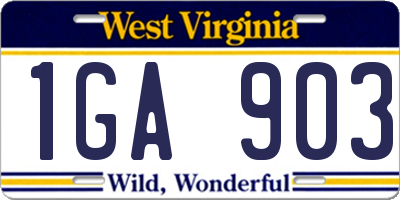 WV license plate 1GA903