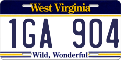 WV license plate 1GA904