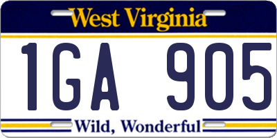 WV license plate 1GA905