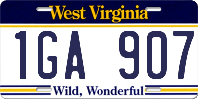 WV license plate 1GA907