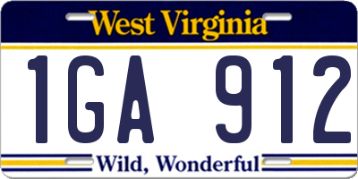 WV license plate 1GA912