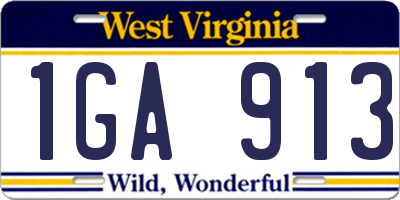 WV license plate 1GA913