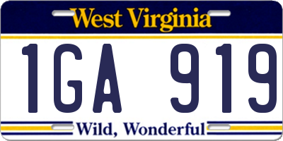 WV license plate 1GA919