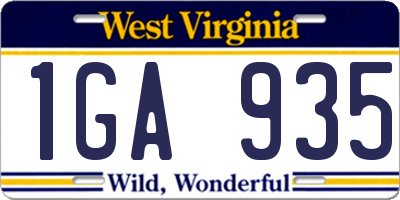 WV license plate 1GA935