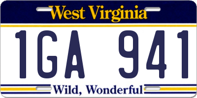 WV license plate 1GA941