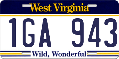WV license plate 1GA943