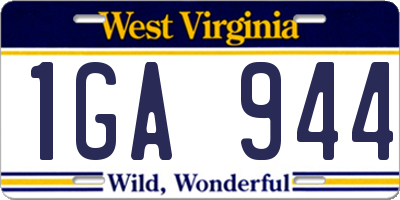 WV license plate 1GA944